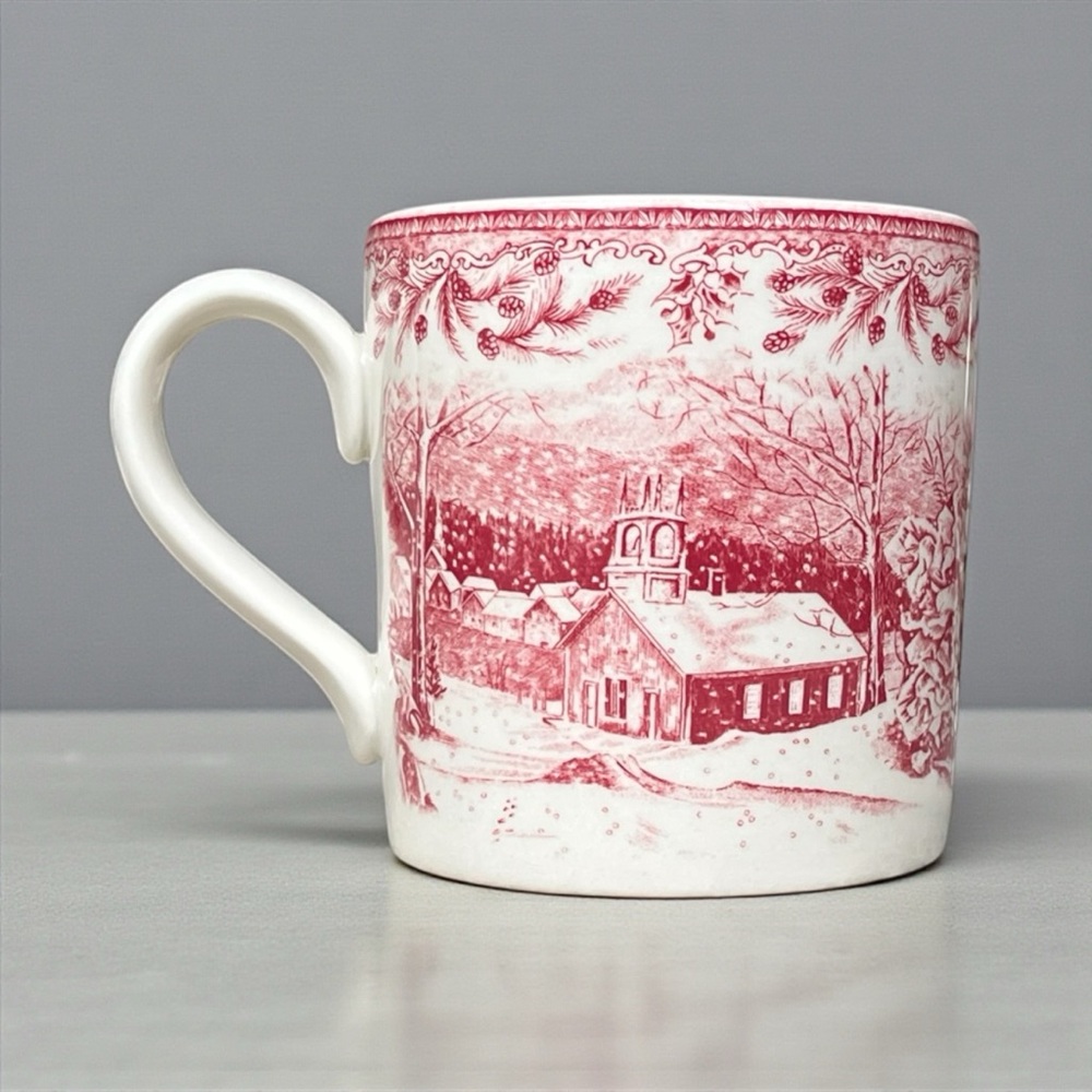 RARE Burleigh for Williams Sonoma Red & White Transferware Mug